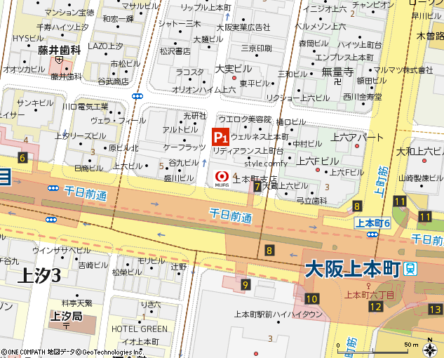 上本町支店付近の地図